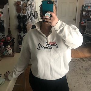 Vintage FILA white quarter zip large